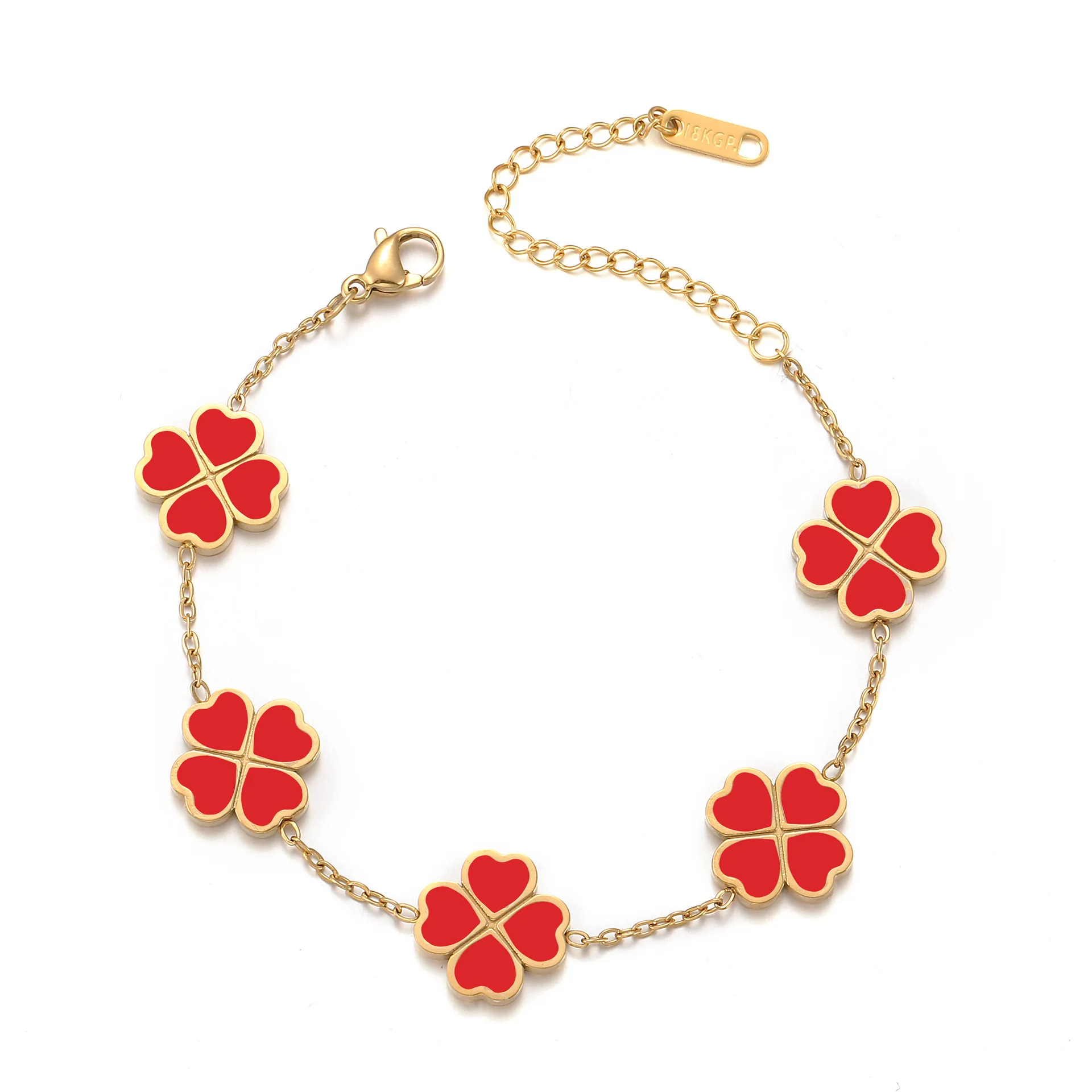 Glückliche Liebe Herz Vierblättriges Kleeblatt Armband Für Frauen Edelstahl Bunte Klee Hand Kette Beste Freunde Paar Schmuck Geschenk