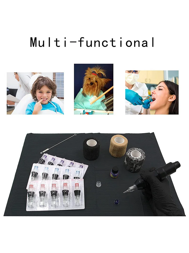 Lingettes de nettoyage de tatouage jetables, 125/50/10 pièces, bavoirs dentaires, feuilles imperméables en papier pour Nail Arts, Piercing, accessoires de tatouage