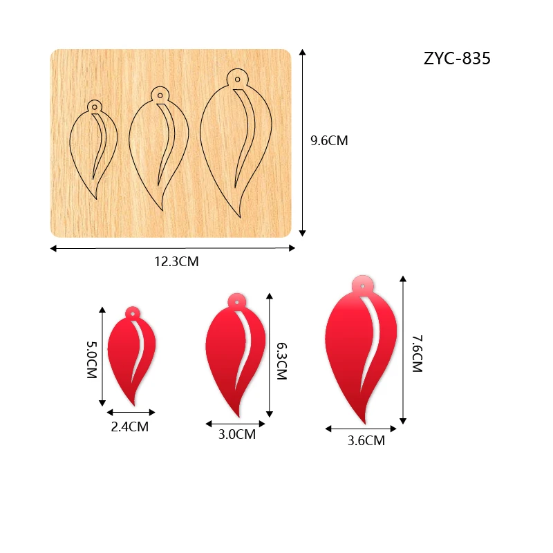 ZYC-835 eardrop wooden cutting mold suitable for diecutting machines