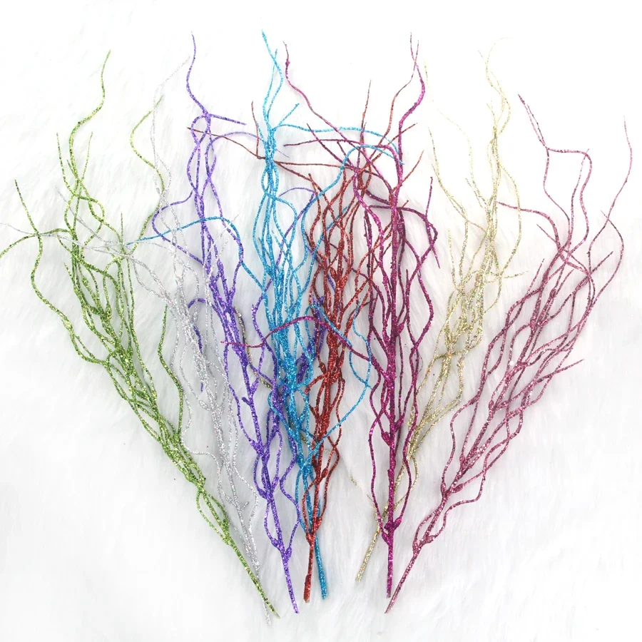 

35cm Artificial Gold Pink Branches Wicker Leaves Christmas Tree Decoration Fake Plant Rattan Home Decor Flower Accessories