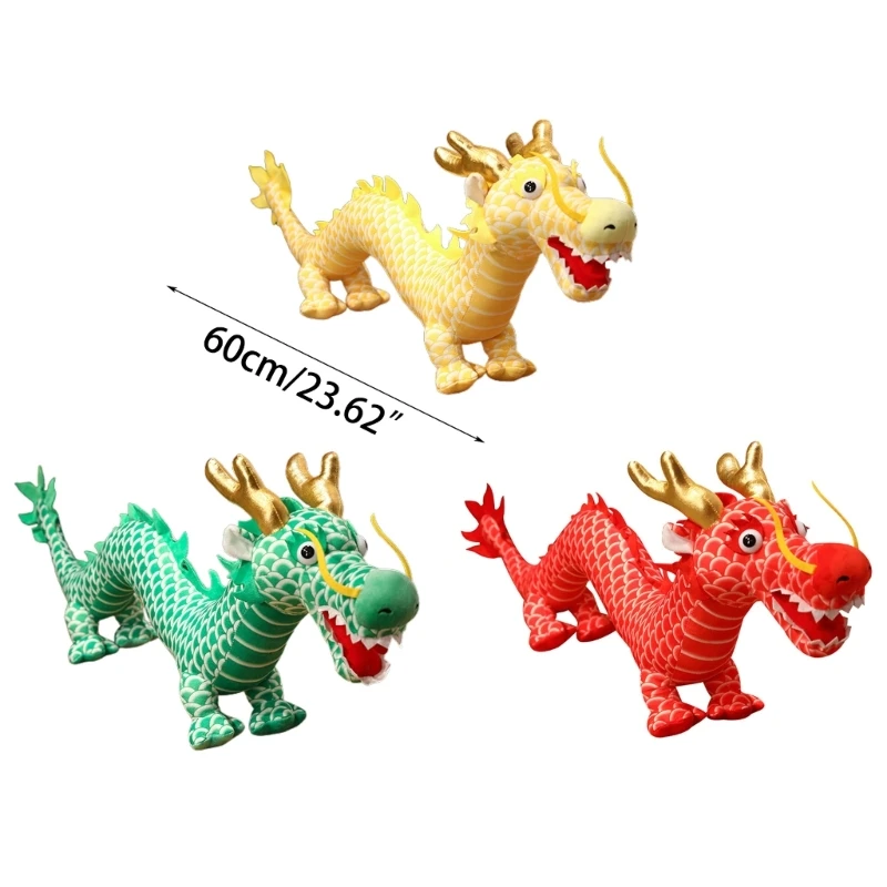 Cartoon Dragon Stuffed Animals Party Gift Toy Spring Festival Chinese New Year Decoration Large Dragon Handcrafts