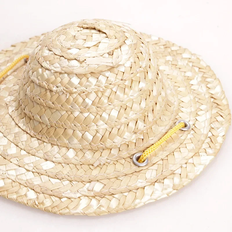 Fashion Pet Woven Straw Hat For Dog Sun Hat Sombrero For Small Dogs And Cats Beach Party Straw Costume Accessories To Act Cute