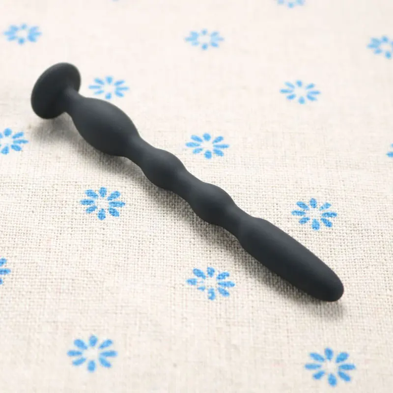 1PCS Silicone Urethral Plug of Black Ridged,penis Stretcher