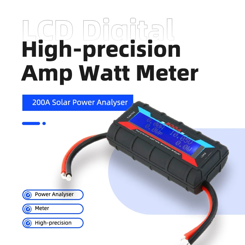 RC Battery Solar Power Analyser - LCD Digital High-precision 200A Amp Watt Meter - Multi-Use Power Tool