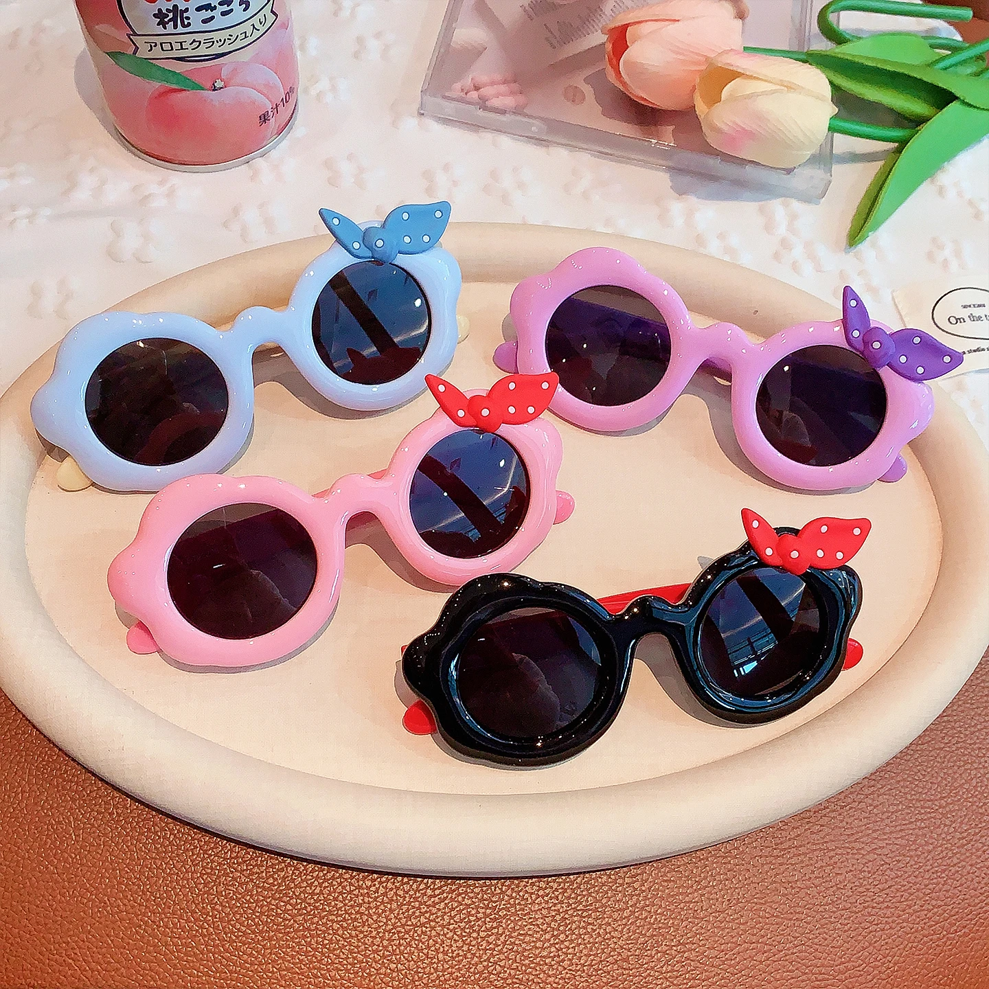 2026 Neue Niedliche Wolken-Rahmen Polka Dot Schleife UV400 Kinder-Sonnenbrille Weiches Silikon Ohne Gesichtsschäden Sonnenbrille für Baby-Mädchen und Kleinkinder – Detail 1