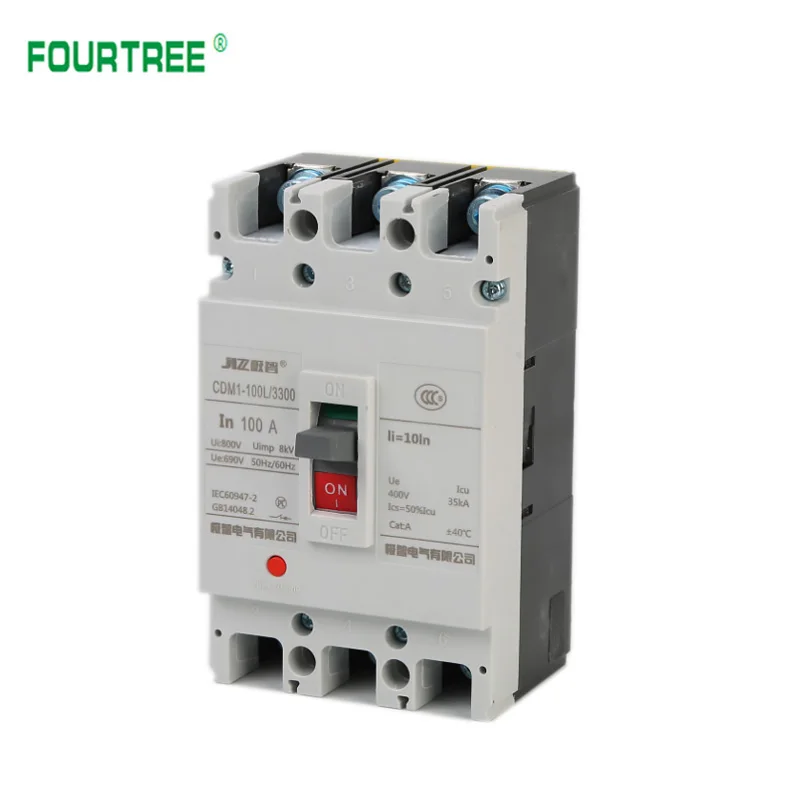 3P 80A 100A MCCB interruttore automatico scatolato protezione da sovraccarico cortocircuito interruttore aria AC CDM1-100L/3300 400V 50-60Hz