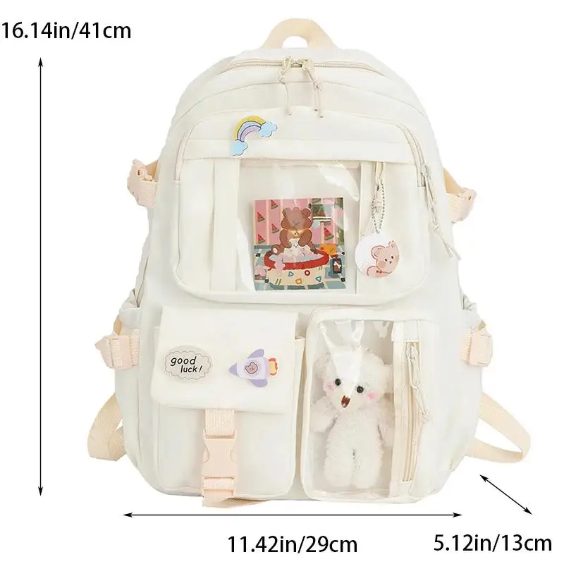 Students Backpack Large Capacity Grils Schoolbag Cartoon Korean Backpack Soild Color Travel