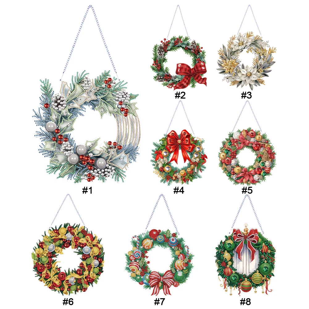 Special Shaped Diamond Painting Hanging Wreath Christmas Diamond Painting Wall Decor Wreath for Home Window Door Decor Gift