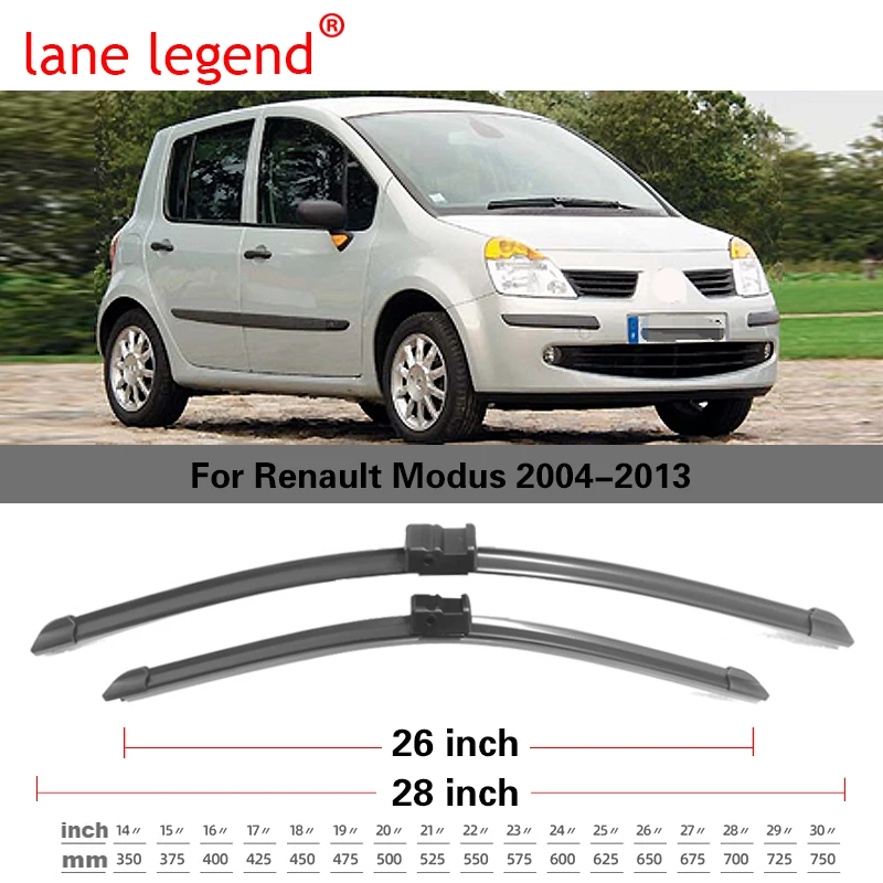 For Renault Modus Grand Modus Car Front Windscreen Wiper Blades Frameless 2004 2005 2006 2007 2008 2009 2010 2011 2012 2013