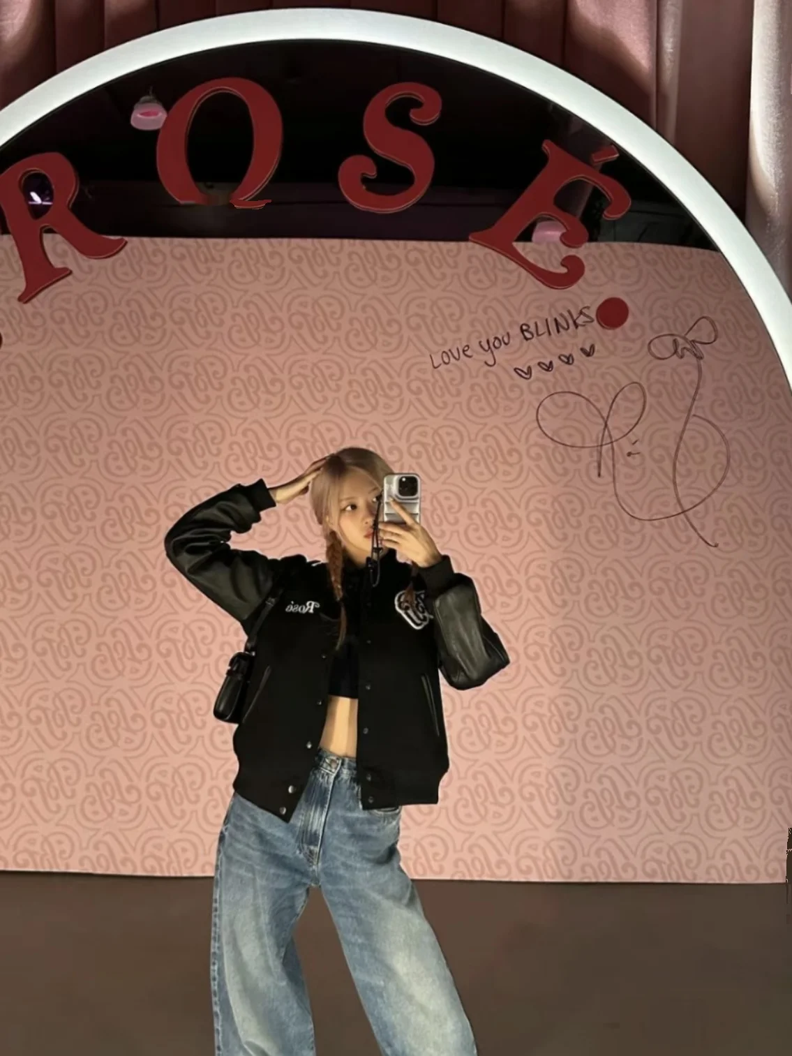 معطف جيني بارك للحفلات الموسيقية مطرز بحروف من جلد البولي يوريثان طويل من Jaet للبيسبول Sle معطف نسائي عصري