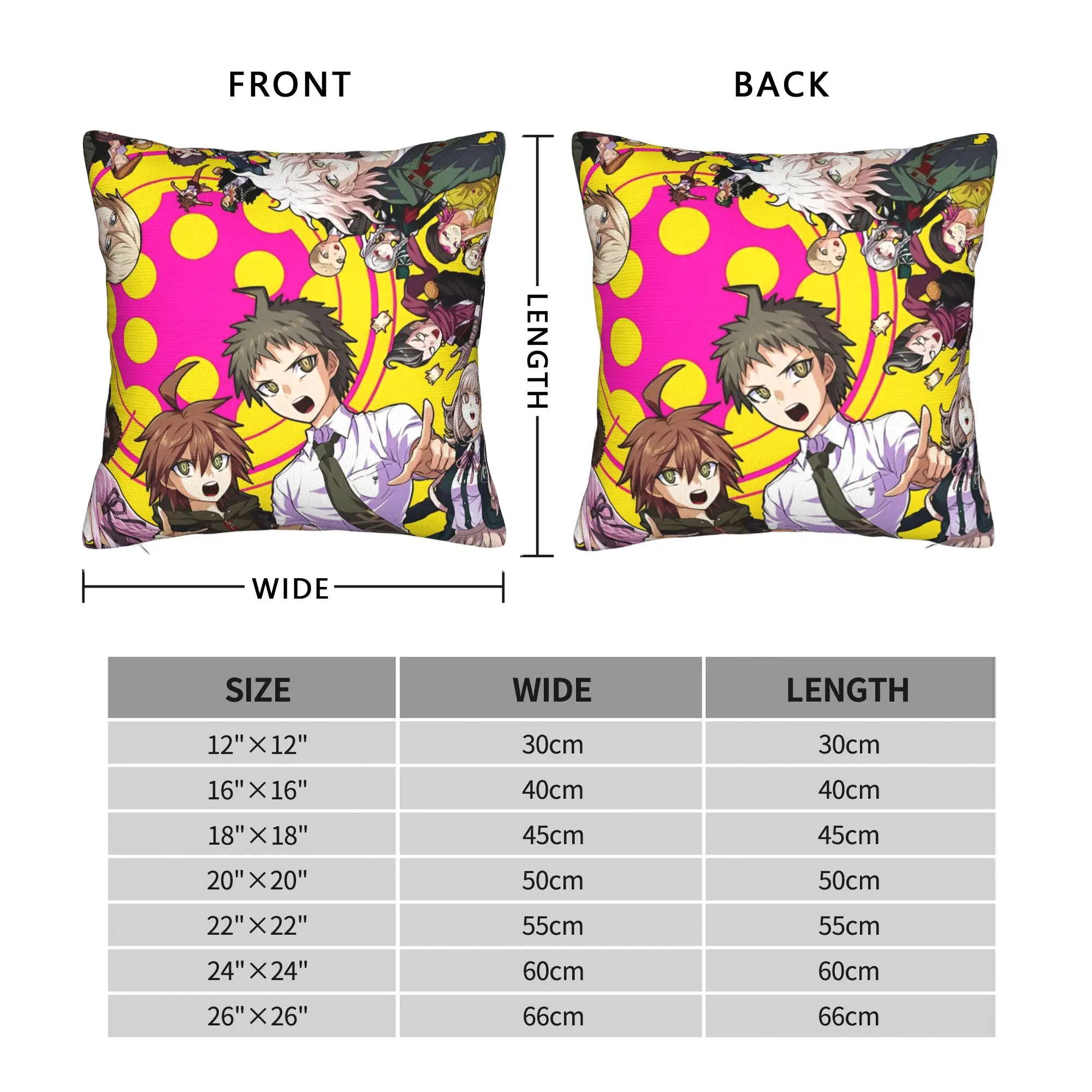 Danganronpa انمي ياباني وسادة غطاء ميرش الطباعة غطاء الوسادة زينة رمي كيس وسادة غطاء المنزل أحجام متعددة