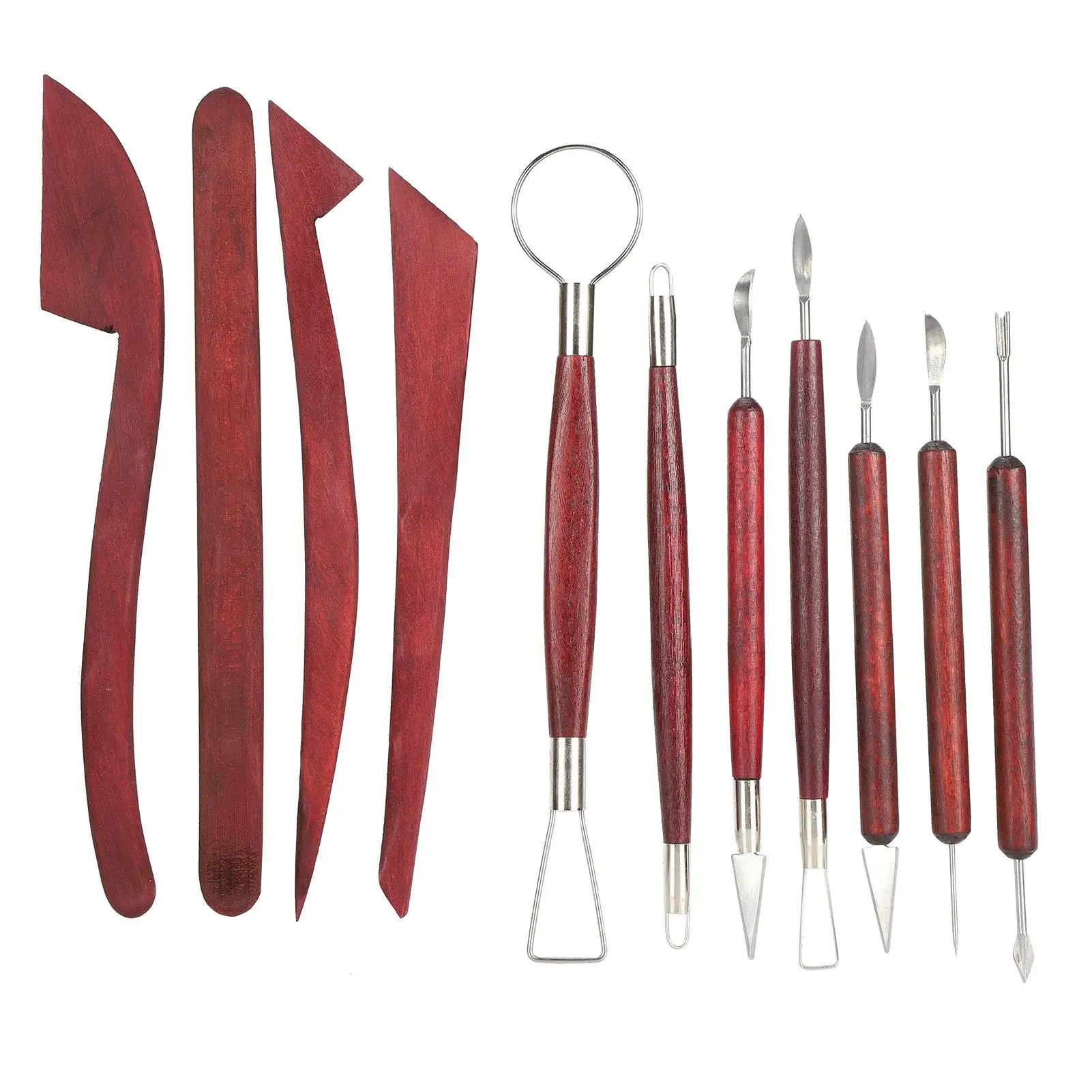 Ensemble d'outils en céramique pour bricolage, argile polymère et poterie opaque pour artistes, fournitures d'artisanat portables, 11 pièces