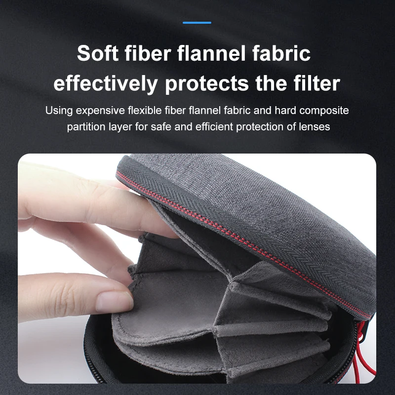 5 Pocket Circular Lens Filter Protector Storage Case Dustproof Pouch Bag For 95mm Filters and Below Camera Lens Filter Accessory