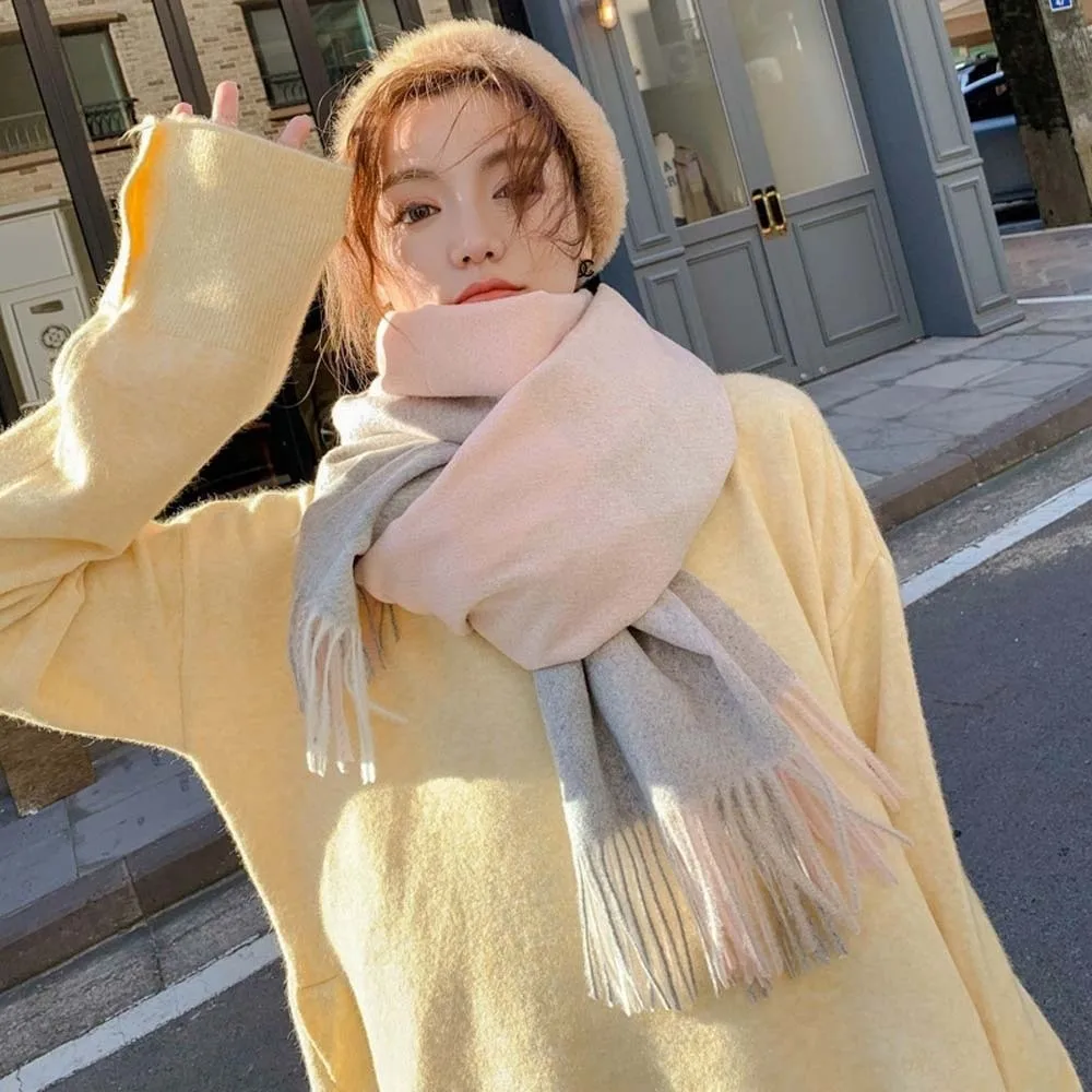 

Шаль Шерстяной Классический клетчатый шарф Полиэстер Холодостойкий вязаный шерстяной шарф Мягкий контрастного цвета Длинный шейный платок с кисточкой Зима