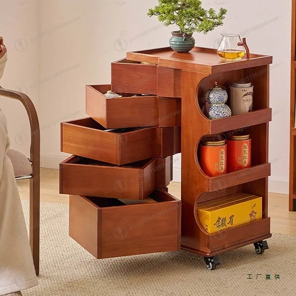 

Medieval style removable dental cabinet Household multi-functional storage, living room sofa side cabinet can be rotated