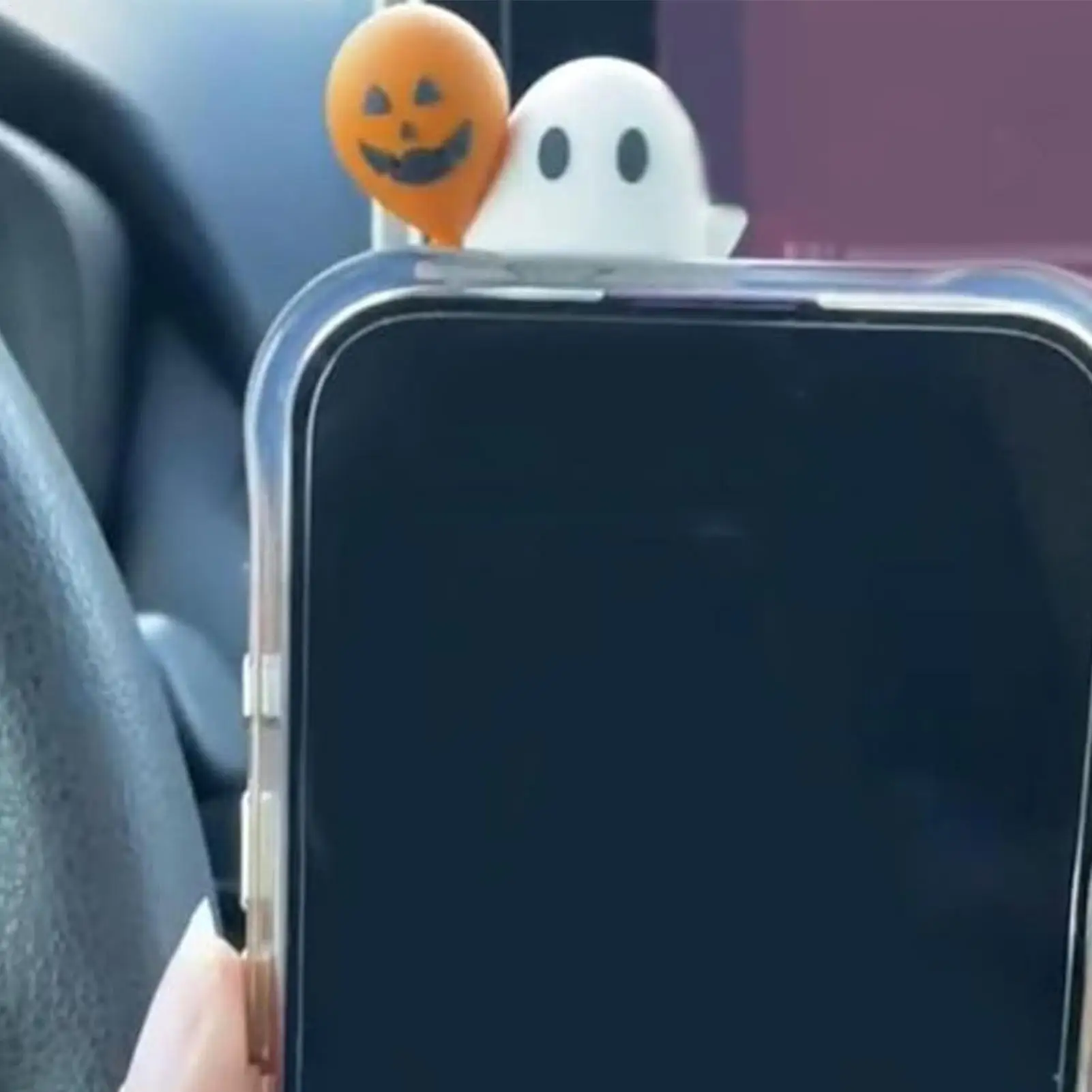 Ghostees Mystery Phone Halloween Ghost Phone Accessories Stick-on Cute Car Decor Rearview Mirror & Dashboard Decorations