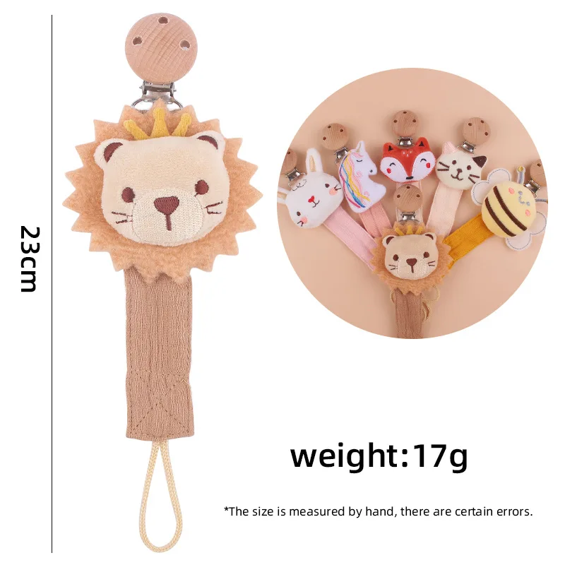 Kids Handmade Cartoon Cotton Baby Pacifier Chain Round Beech Baby Dummy Holder Clip For Nursing Teether Chew Toy Infant Products