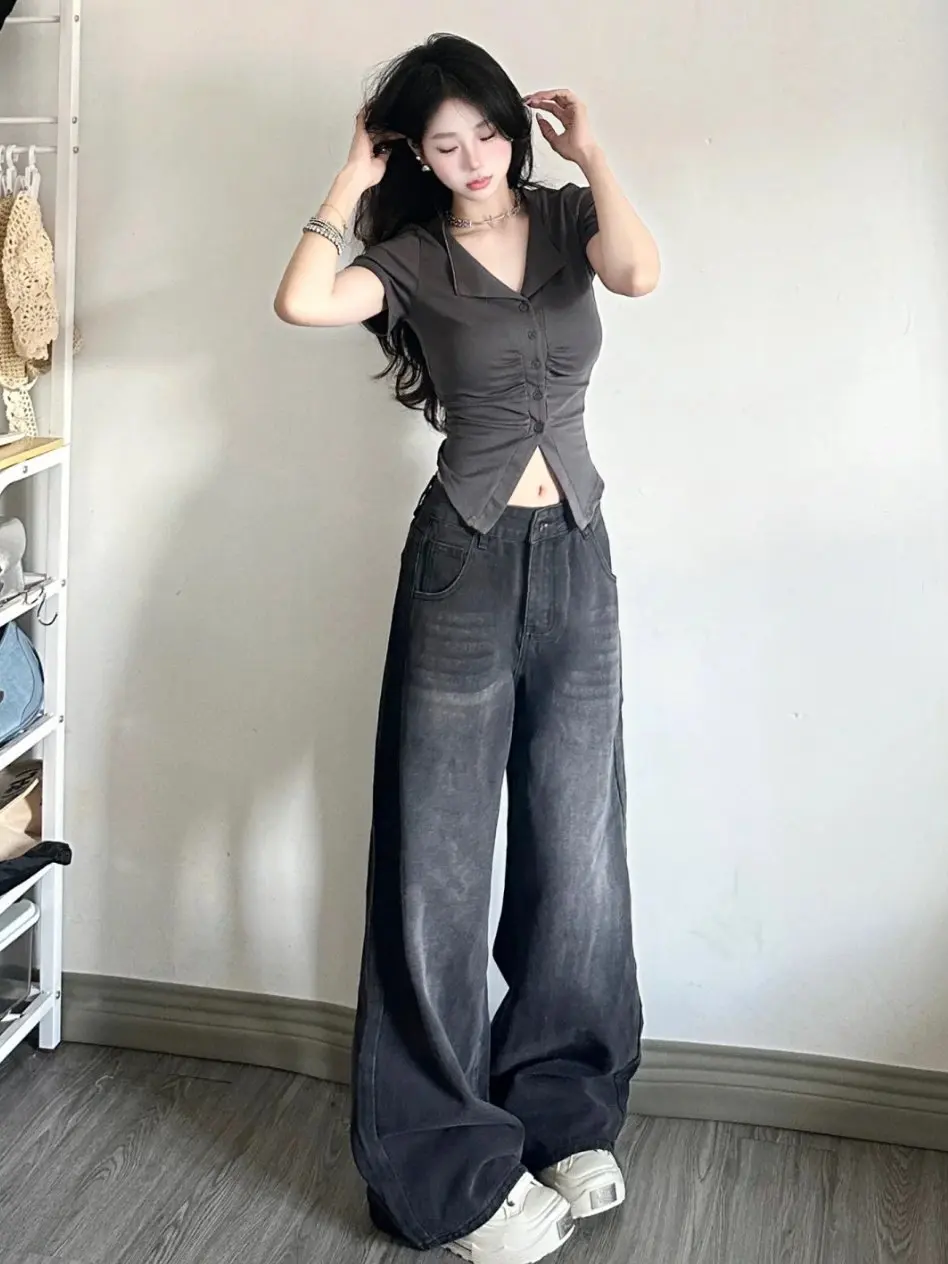 

Black Jeans Woman Tie Dye Bleached Irregular Gradient Multi Color Artistic Bohemian Summer Beach Holiday Vacation Travel Trendy