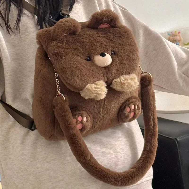 Mochila japonesa de dibujos animados, bolsa de almacenamiento de gran capacidad, mochila escolar, bolso cruzado para estudiantes, Kawaii, oso de