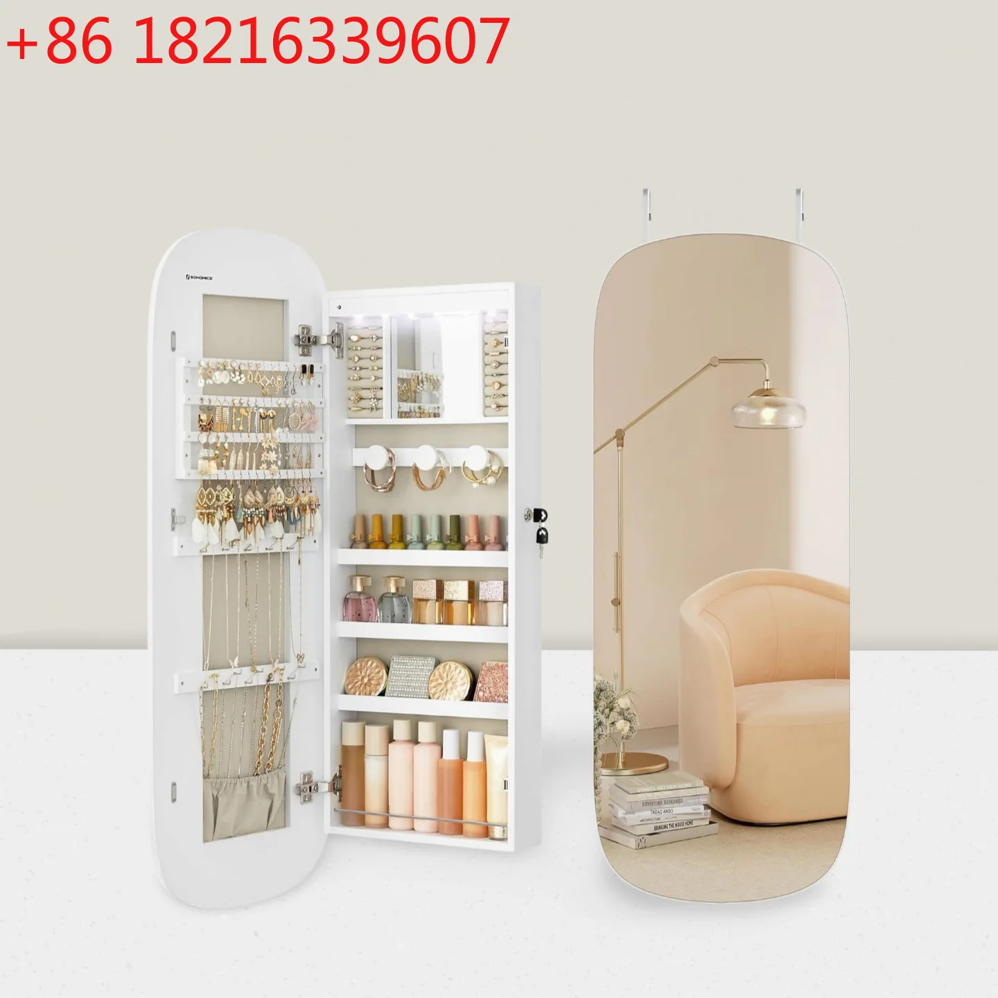 YAO full-body mirror jewelry storage cosmetic cabinet full-length mirror multi-functional storage solid wood home