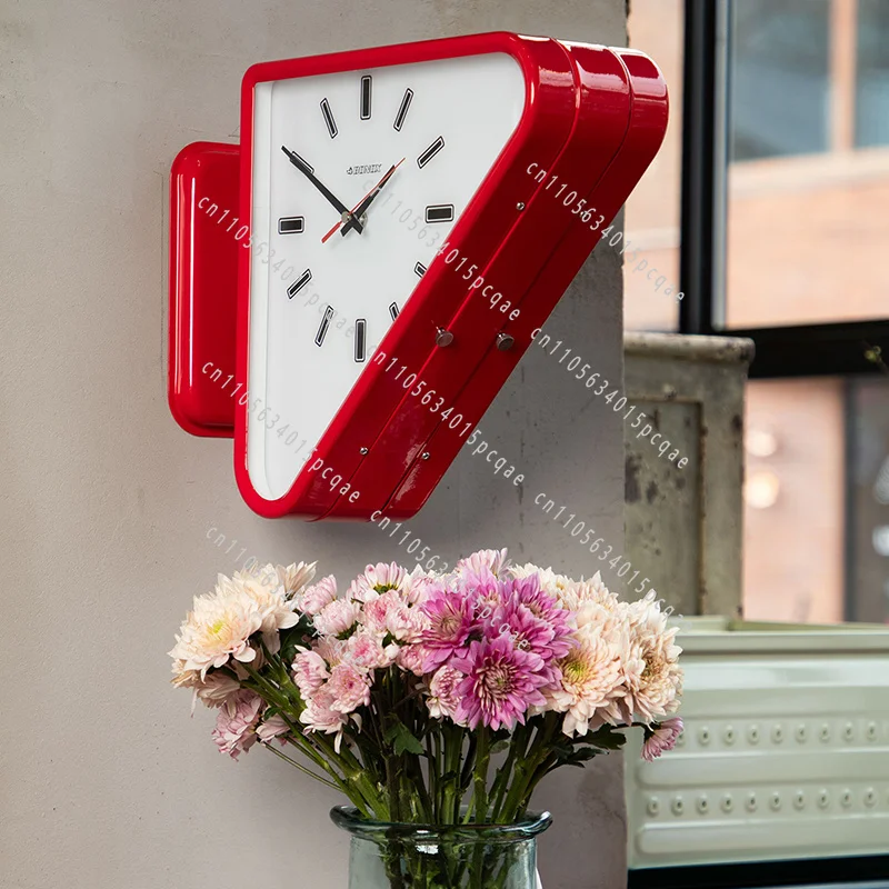 Modern Minimalist Two-Sided Wall Clock Triangle Silent Design Living Room Decor Mechanism Clock Watch for Home Decoration