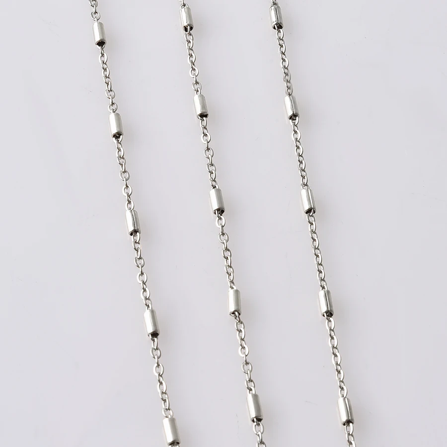 5pcs Stainless Steel Silver Plated Blank Necklace Chains Bulk, Multiple Link Style Lobster Clasp Replacement Chain DIY Jewelry