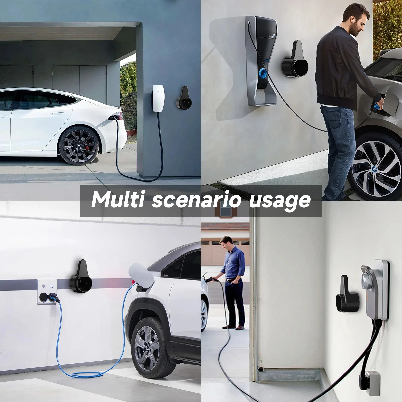 Electric Vehicle Type 2 Type 1 GB/T Charger Plug Holder EV IEC 62196-2 Charging Organizer Cable Plug Wall Mount Wallbox Socket