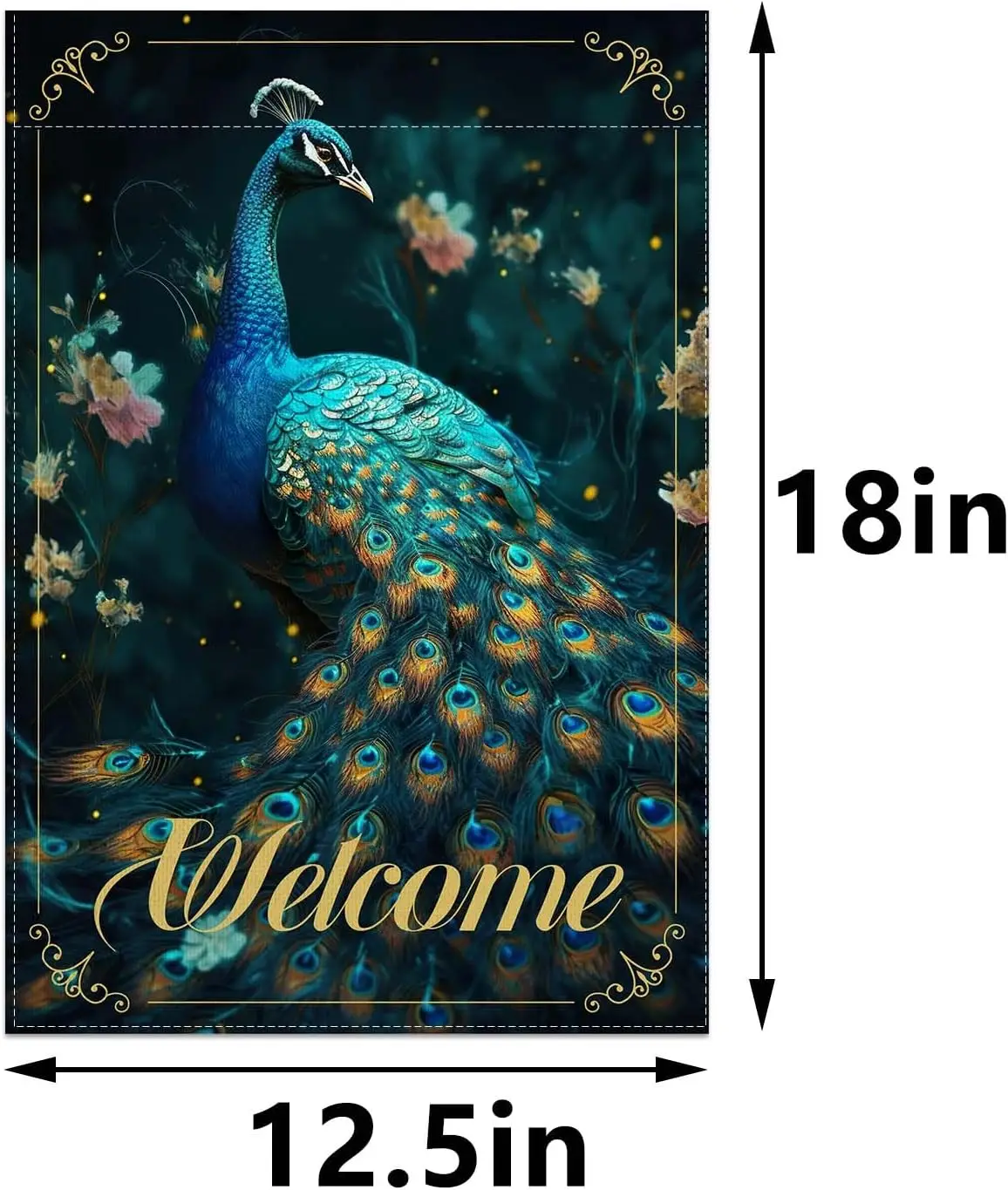 Purple Peacock Christmas Garden Flag 12.5×18 Peacock Welcome Sign Decor Indian Peacock Christmas Xmas Winter Holiday Festival De