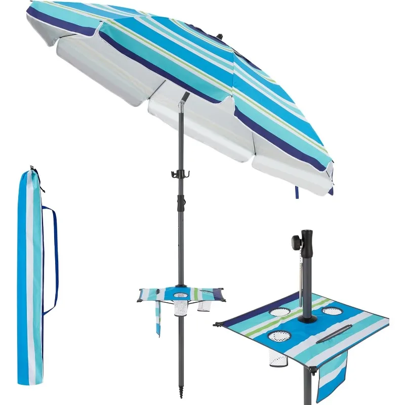 

7ft Beach Umbrellas For Sand Heavy Duty Wind, Portable Beach Umbrella UPF 50+ Windproof Outdoor Beach Umbrella