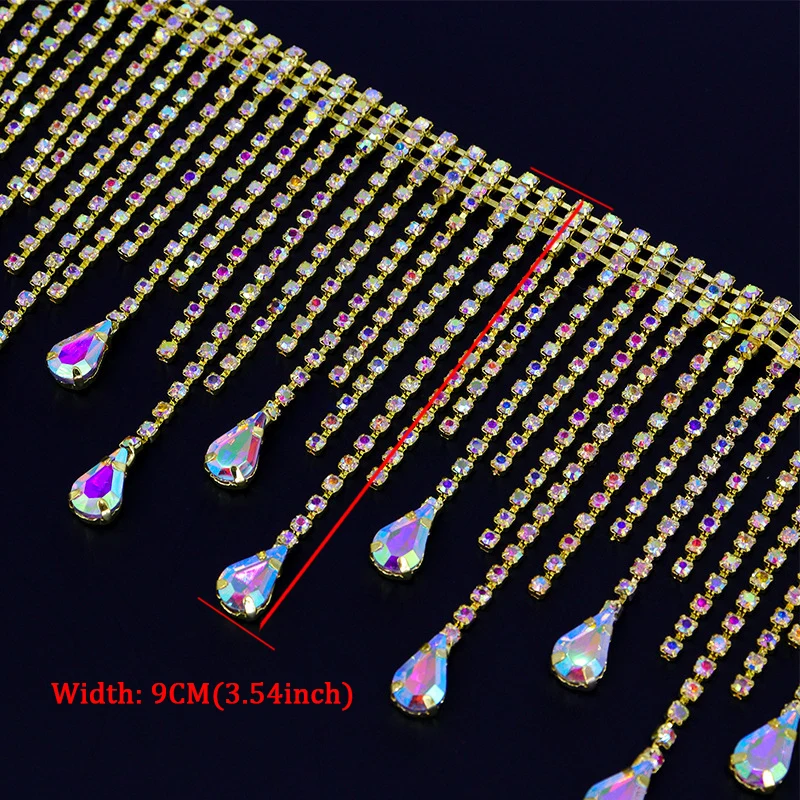 10 Yards Strass Unregelmäßige Quaste Kette Glitter Kristall Diamant DIY Kunst Auto Hochzeit Party Geschenk Dekoration Strass Band – Detail 6
