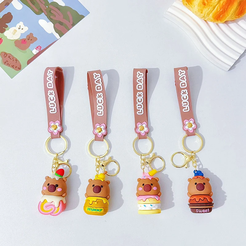 Cartoon Cake Capybara Pvc Pendant PVC Simulation Capybara Capybara Pvc Keychain Cute Capibara Anime Keyring