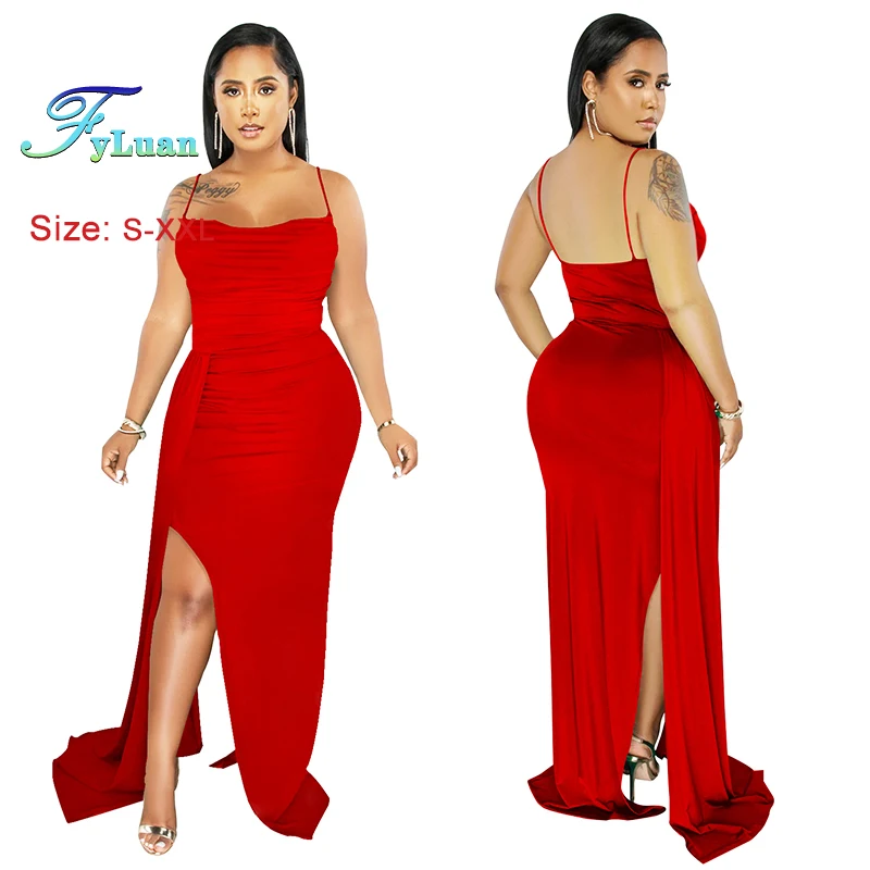 Nwe Stijl Vrouwen Effen Kleur Jarretel Jurk Ruches Off Schouder Backless Split Zoom Slim Fit Ceremonie Meisje Jurk Vakantie Outfits