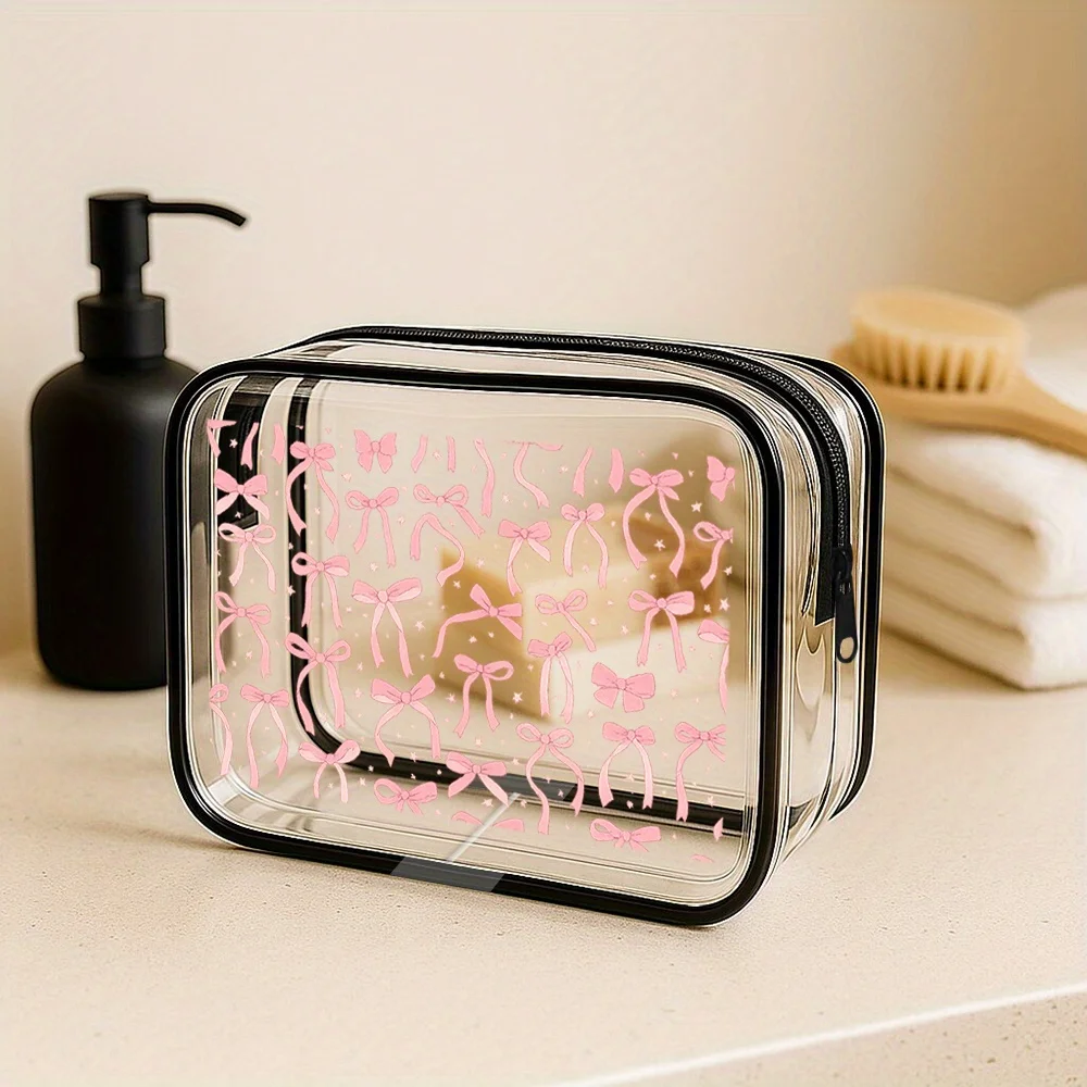 Adorable Transparent Makeup Bag for Ladies - Compact Cosmetic Pouch, Perfect for Traveling, Beach Days, And Gym Sessions - Essen