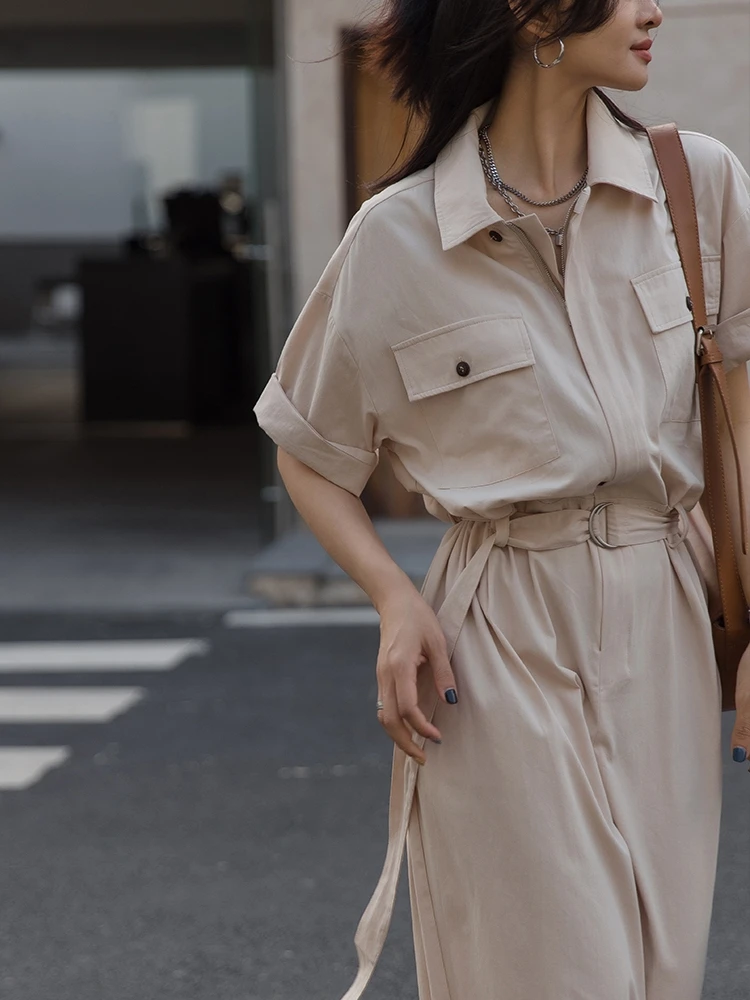 

Женский комбинезон из хлопка с высокой талией, широкие брюки, стильный дизайн, новинка 2026 года, красный цвет