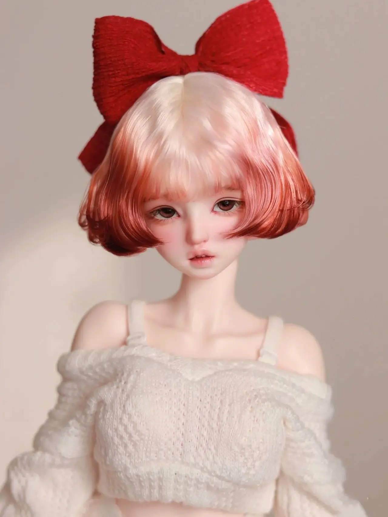 

1/2 1/3 1/4 1/6 волосы куклы BJD, осенне-зимний короткий парик из белого золота с градиентом грязного оранжевого цвета, импортный чесаный микрокудрявый мохер