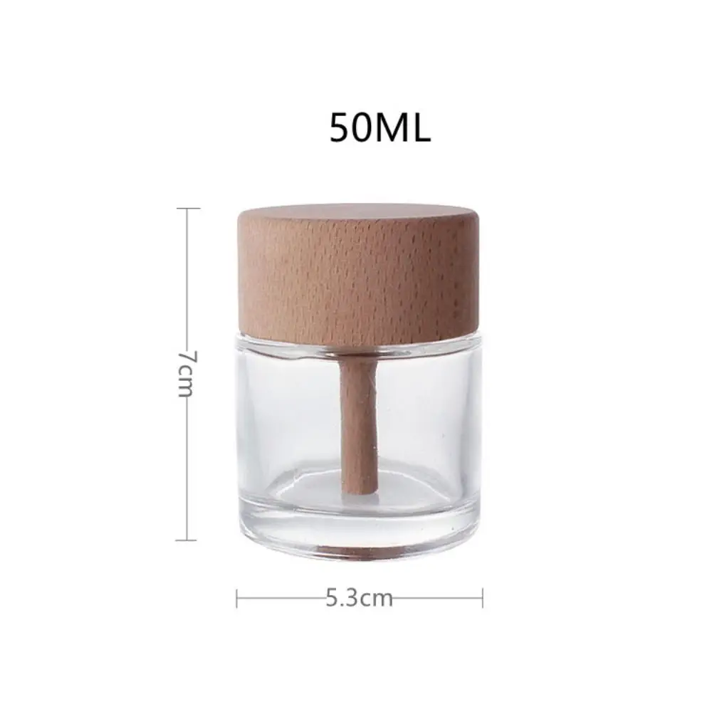 50ml Diffuser Bottles with Wooden Cap Glass DIY Refillable Fragrance Diffuser Jars Car Aromatherapy Bottle Empty