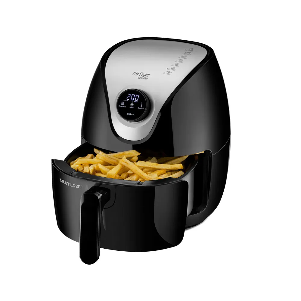 Air Fryer 4L Digital Electric Fryer with Grid, Swivel Selector, Timer 60Min, Temp. 200 °C 1500W 220V Multilaser - CE169