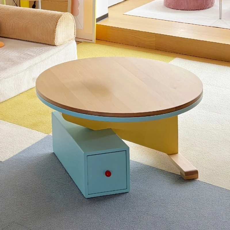 Round coffee table small apartment living room dopamine modern simple sofa round table