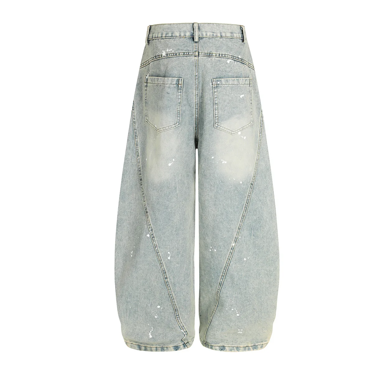 American High Street Retro Splatter Paint Baggy Denim Pant Hip Hop Loose Unisex Jeans