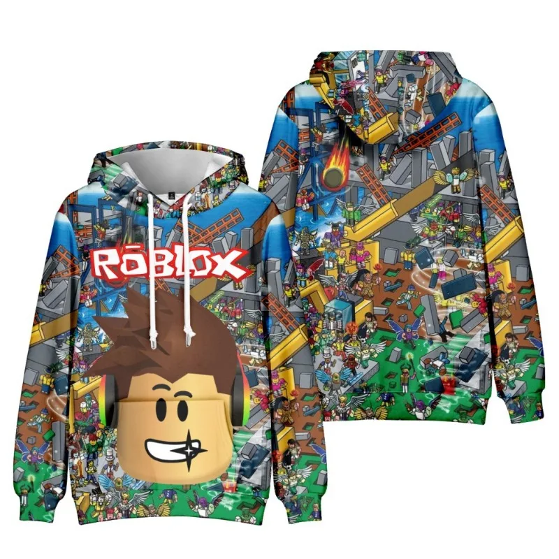 نمط جديد Roblox لعبة هوديي الكرتون البلوزات المطبوعة الفتيان والفتيات الأطفال الكبار عيد الميلاد هدية عيد ميلاد الملابس سترة #1
