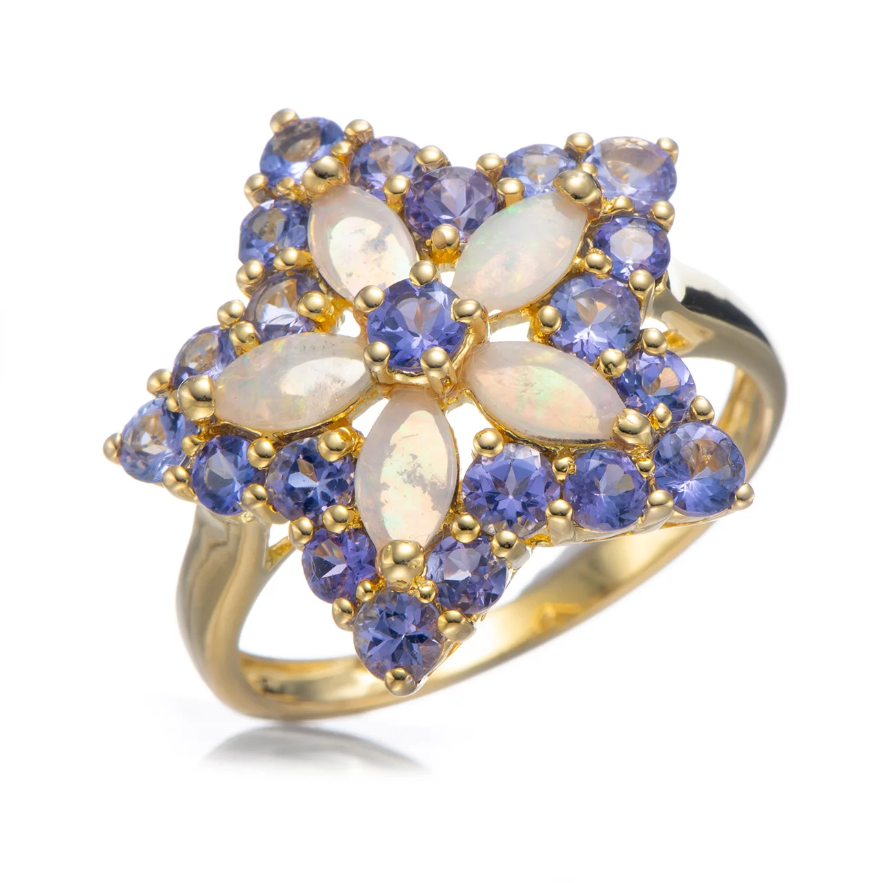 

Кольцо из стерлингового серебра с опалом Желтое золото 18k