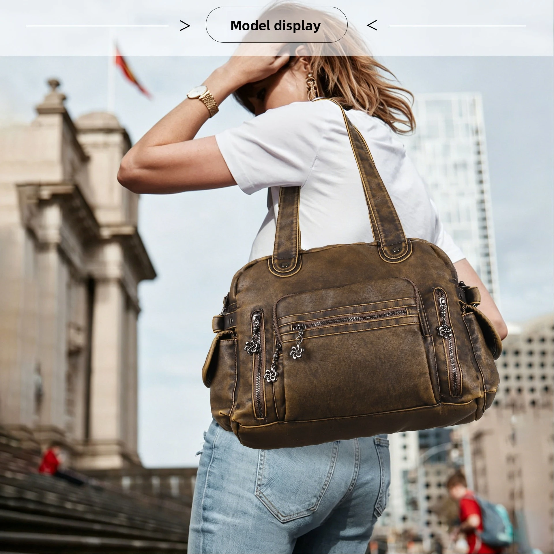 Women Handbags Satchel Top-handle Handbag Fashion PU Shoulder Bag Dumpling Pack Multi-pockets Shoulder Bags Tote Bag