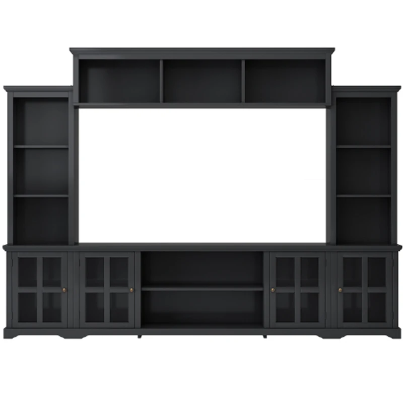 Minimalism Entertainment Wall Unit with Bridge, Modern TV Console Table for TVs Up to 70