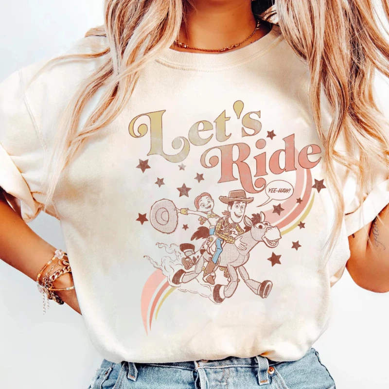 ディズニー トイ・ストーリー ジェシー＆ウッディ レッツ・ライド グラデーション Tシャツ、ディズニーランド ファミリーお揃いシャツ、マジックキングダム Tシャツ