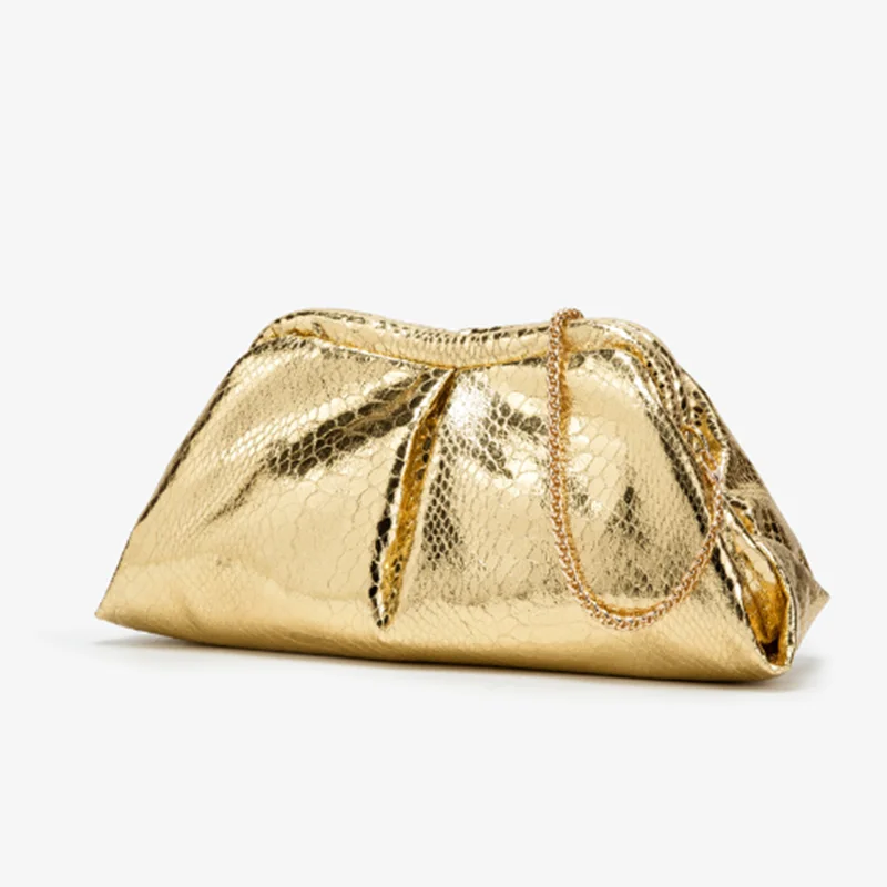 

2025 new Snakeskin grain chain single shoulder clip bag trend dinner clutch bag