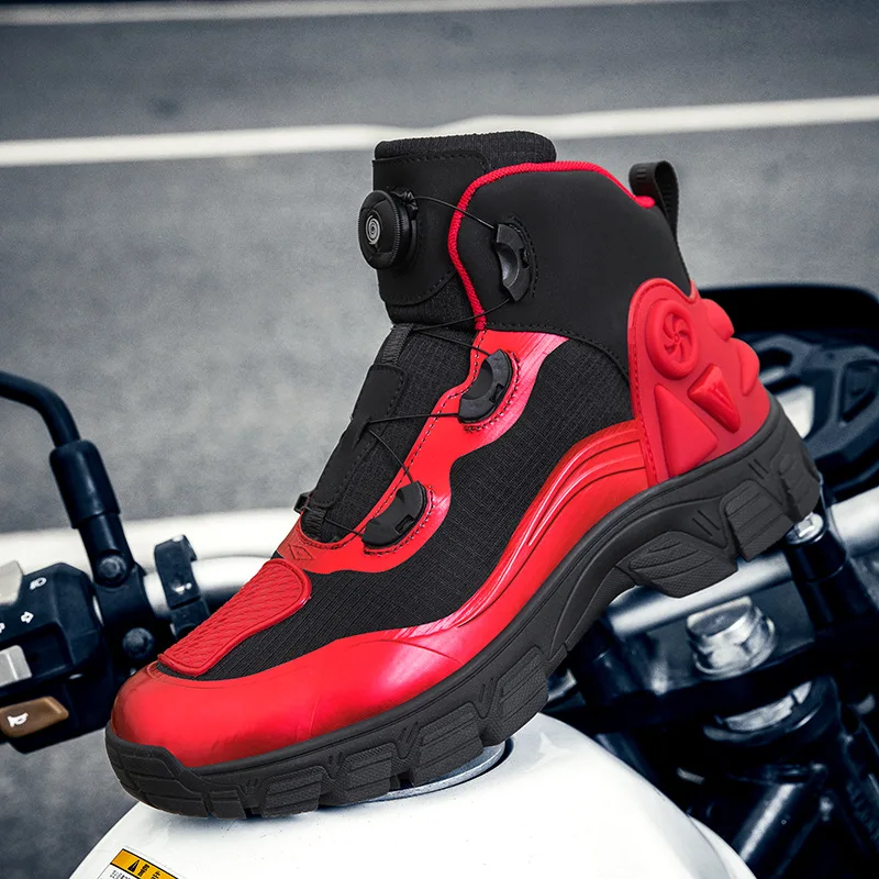 

Large Size Mens Motorcycle Boots for Outdoor Riding Racing Anti Fall Wear Resistant Protective Gear with Anti Slip Soles Travel