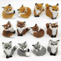 Simulation Mini Fox Model Cute Imitation Fox Ornaments Children Birthday Gifts Plush Figures Craft Imitation Animal Toys