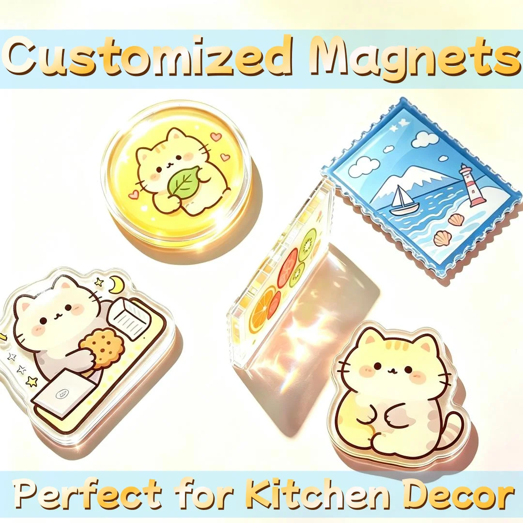 Custom Acrylic Fridge Magnets Your Design Waterproof Easy to Clean Decorative Magnets for Refrigerator Perfect for Kitchen Decor