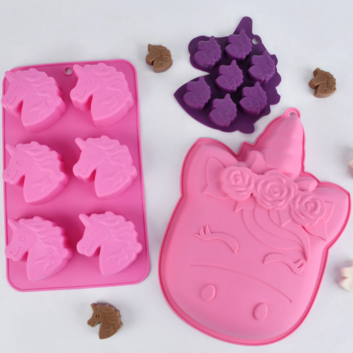 Creative Unicorn Baking Silicone Mold Horse Animal Chocolate Candy Biscuit Mould Candle Soap Making Ice Tray Mousse Cake Decor