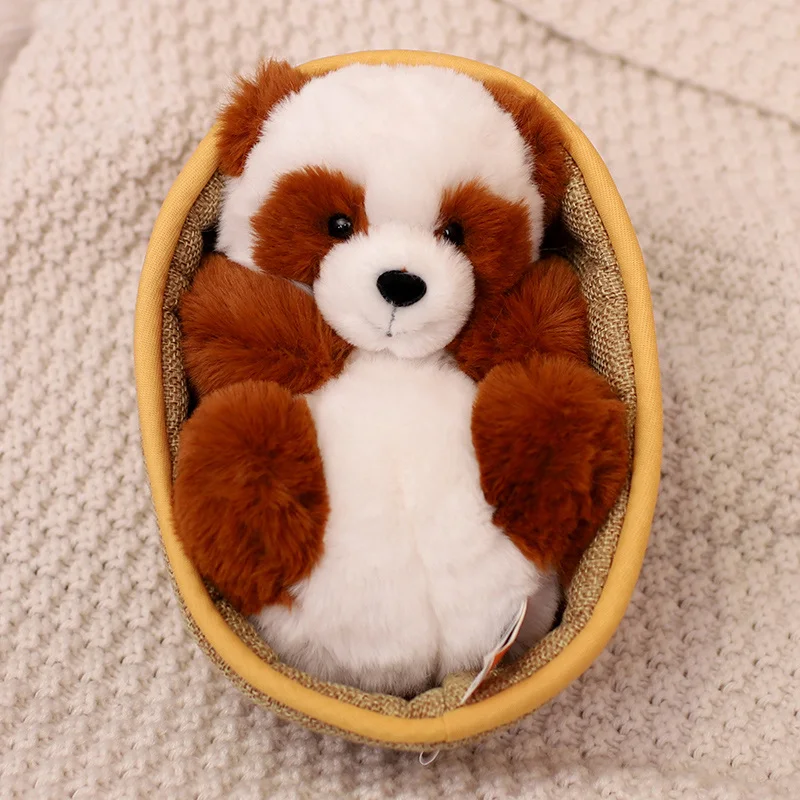 Kawaii Simulation Plush Panda Toys Pet Doll Soft Stuffed Animal Rare Giant Pandas In The Basket Baby Kids Appease Toys Nice Gift